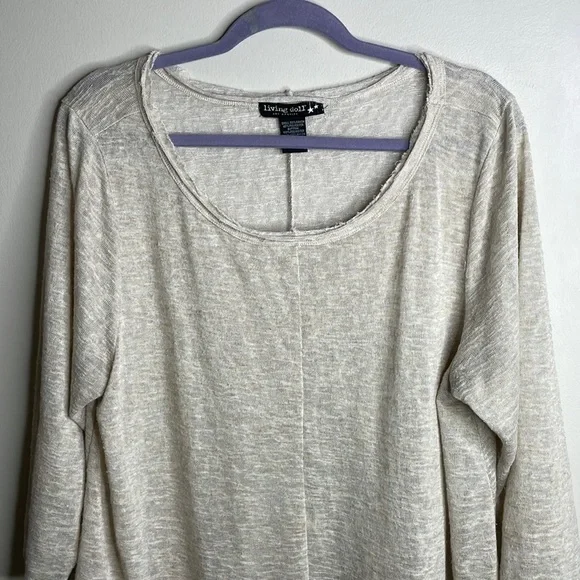 Living Doll Size 2X Ivory Lace Trim Gauzy 3/4 Sleeve Lightweight Dainty Top - Picture 3 of 11